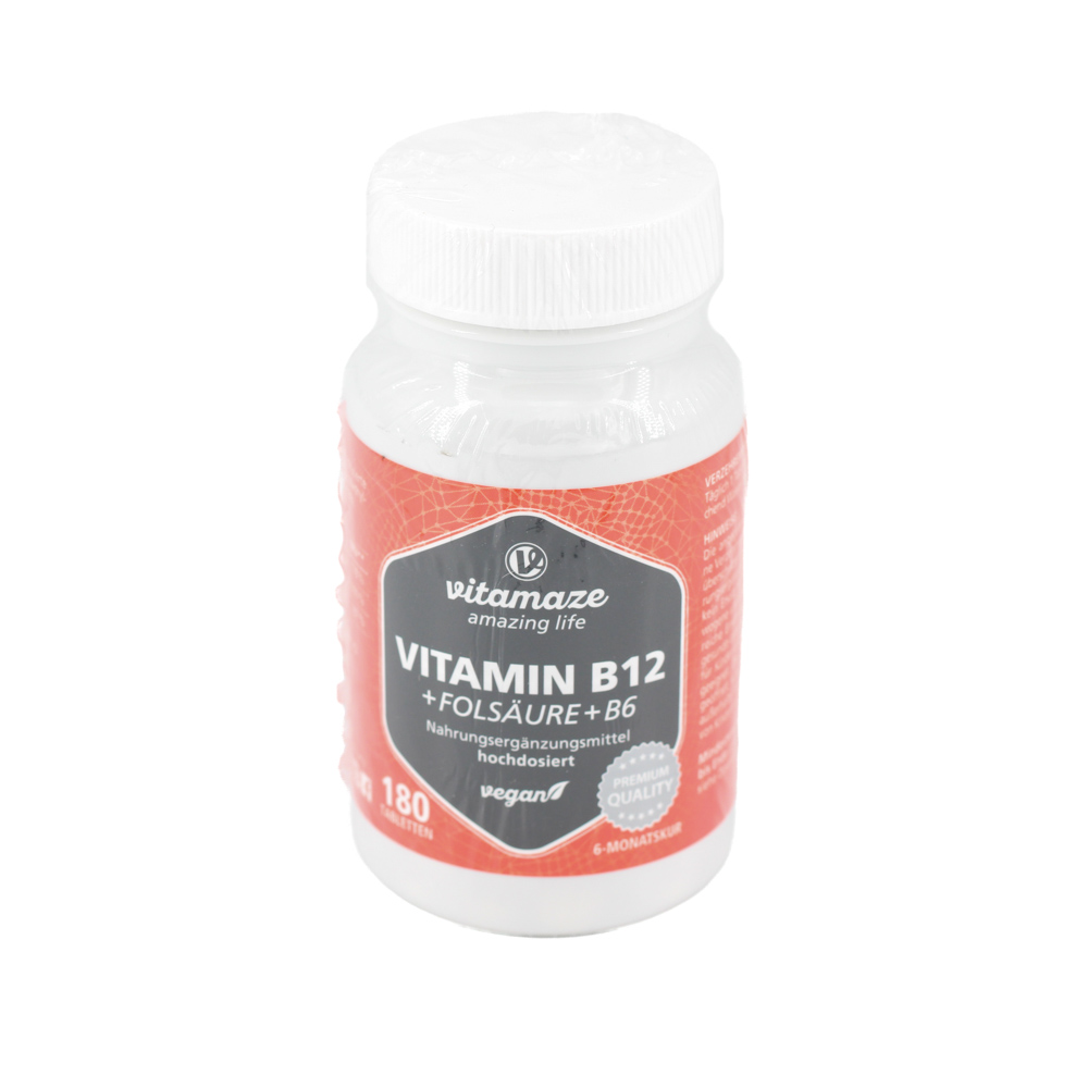 VITAMIN B12 1000 μg hochdos.+B9+B6 vegan Tabletten