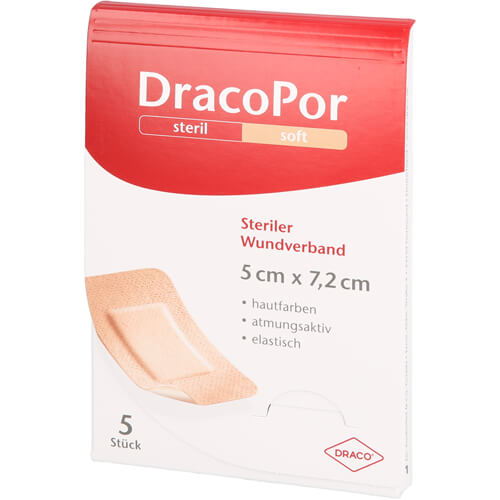 DRACOPOR Wundverband 5x7,2 cm steril hautfarben