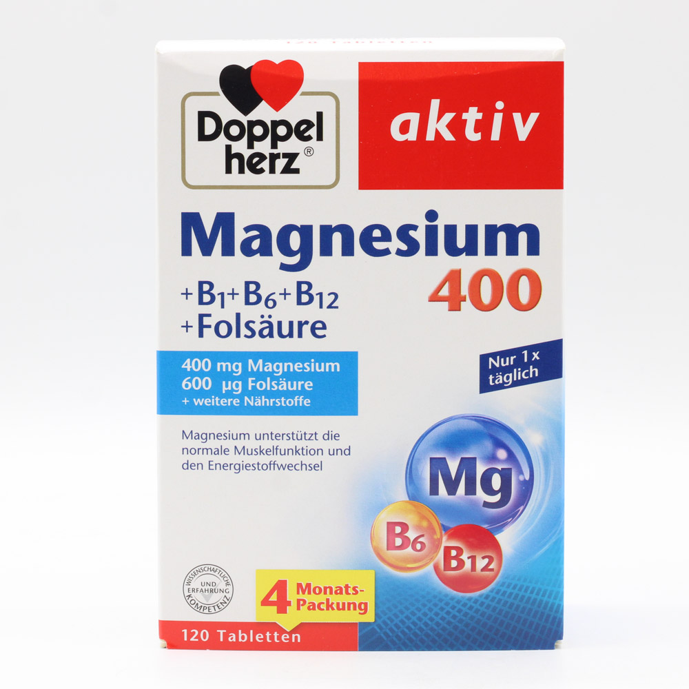 DOPPELHERZ Magnesium 400+B1+B6+B12+Folsäure Tabl.