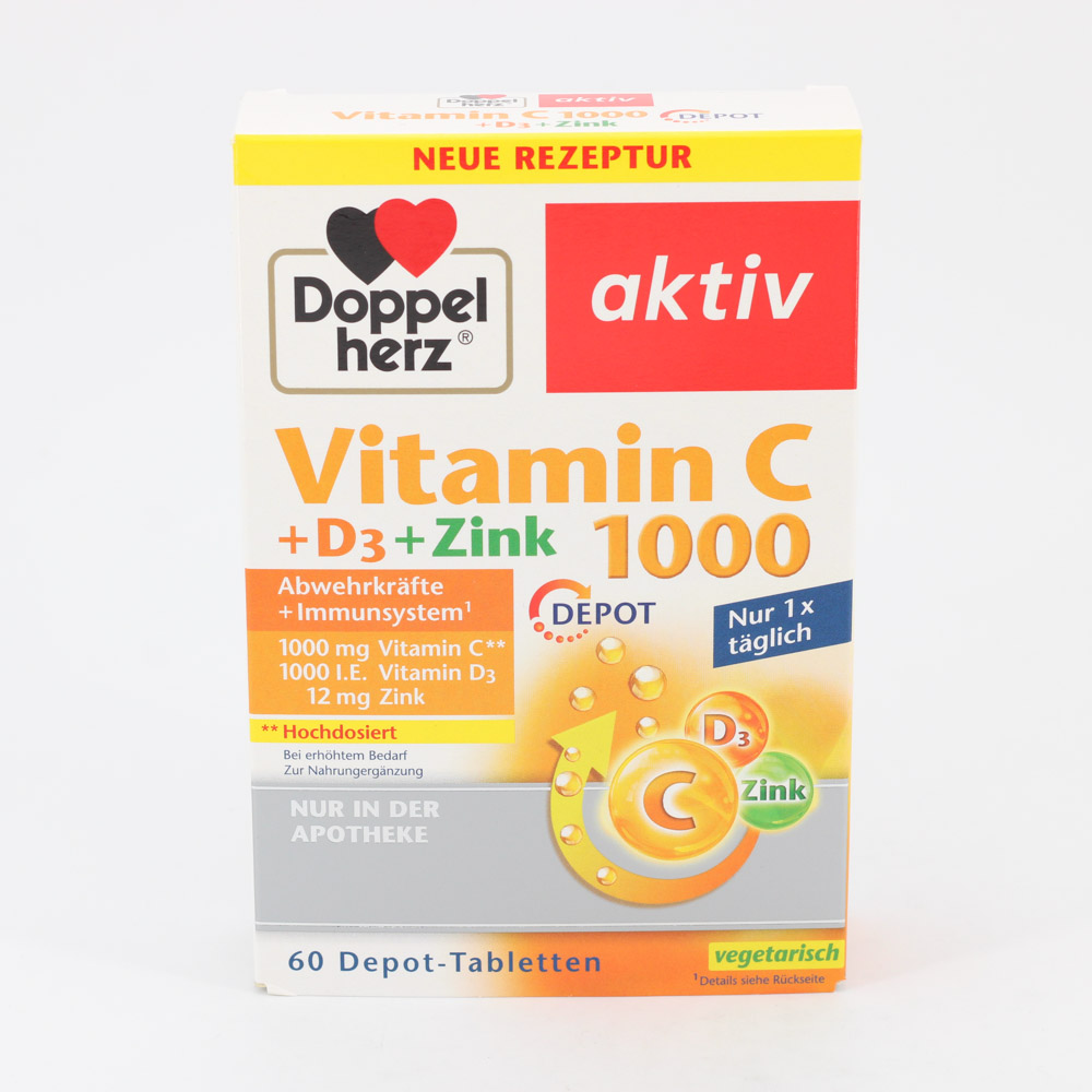 DOPPELHERZ Vitamin C 1000+D3+Zink Depot Tabletten