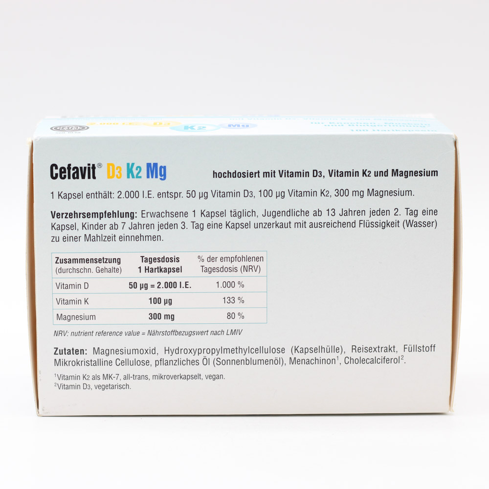 CEFAVIT D3 K2 Mg 2.000 I.E. Hartkapseln