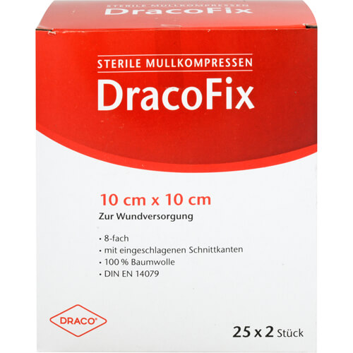 DRACOFIX PEEL Kompressen 10x10 cm steril 8fach