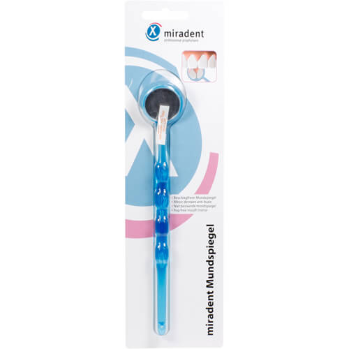 MIRADENT Mundspiegel beschlagsfrei blau transp.